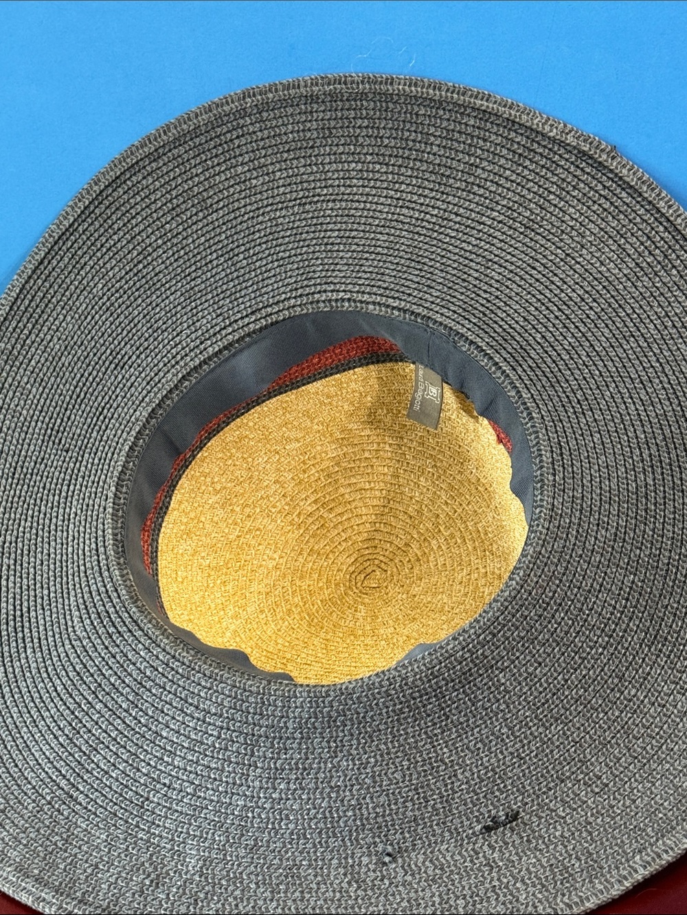 Laura Biagiotti Wide Brim Straw Sun Hat with Red and Blue Band - Picture 4 of 6